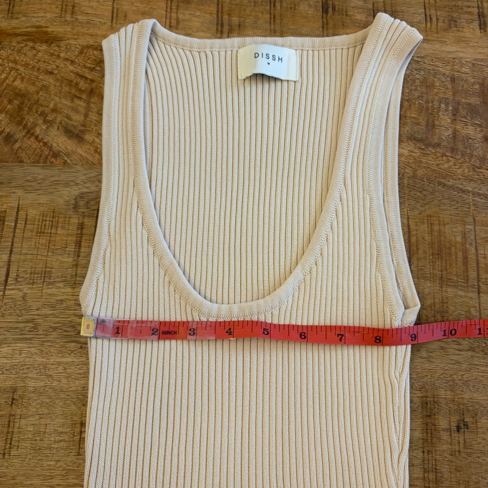 DISSH Billie Maxi Dress M Ribbed Knit Resort Coastal Vacation Minimalist Beige - Picture 8 of 10